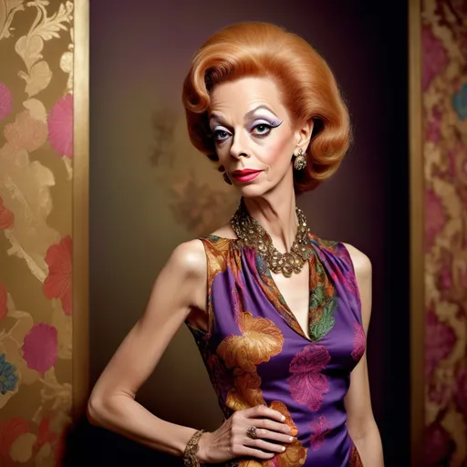 Prompt: (Don Knotts dressed in drag wearing an Etro dress), fashion elegance, (stylish pose), intricate patterns, vibrant colors, (high fashion), soft focus, warm lighting with a glamorous touch, showcasing elegant accessories, luxurious fabric detail, upscale ambience, beautifully styled hair, (ultra-detailed), captivating expression, fashion-forward aesthetic, luxurious background elements.