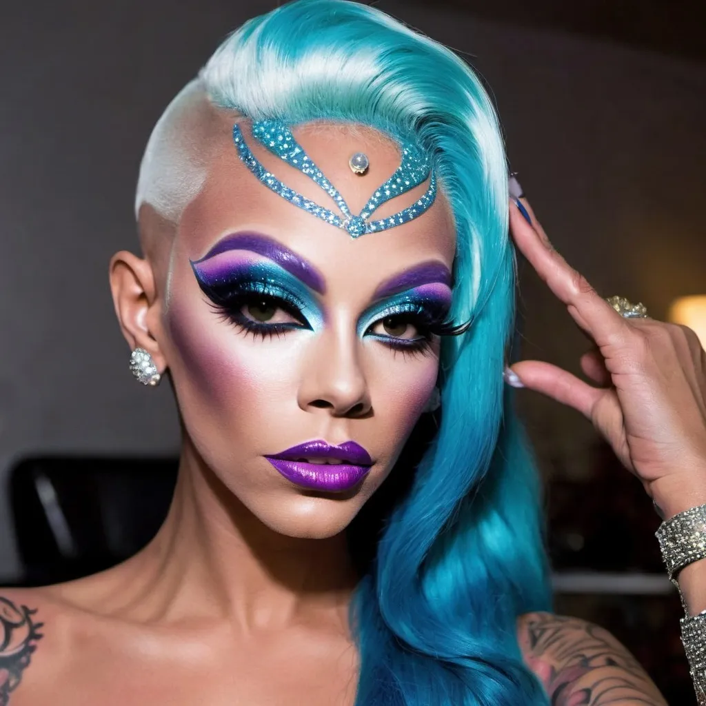 Prompt: Gorgeous 25-year-old Alien from the planet Calle Drag Queen.