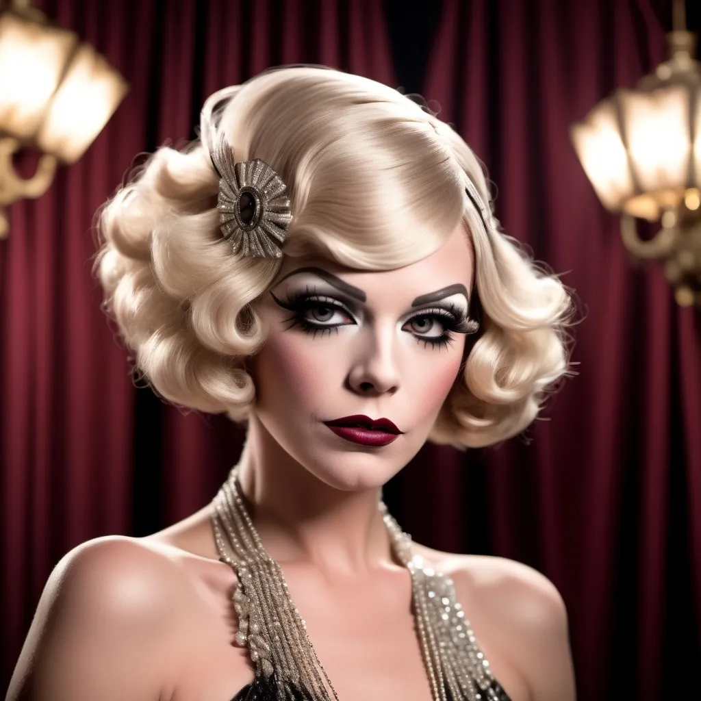 Prompt: A high definition hyper-detail live action digital photograph of a Drag queen 1920's flapper