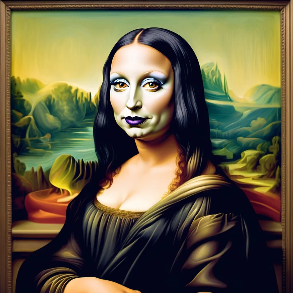 Prompt: The Mona Lisa if she was a drag queen and lived in 2025.