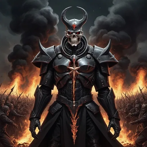 Prompt: Generals gathered in their masses
Just like witches at black masses
Evil minds that plot destruction
Sorcerer of death's construction
In the fields, the bodies burning
As the war machine keeps turning
Death and hatred to mankind
Poisoning their brainwashed minds