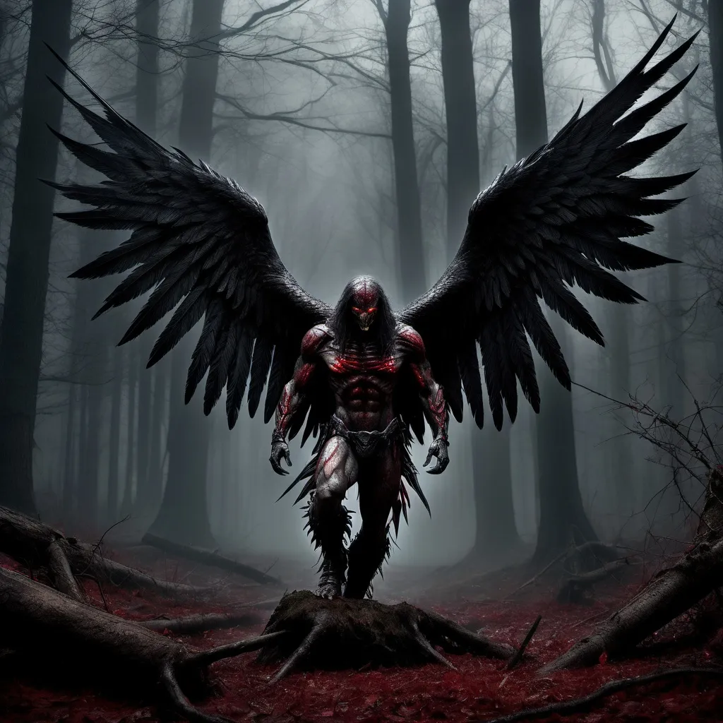 Prompt: Fallen angel, waiting for the prey
The devil has come to take a maimed away
Penetration of the twisted mind
The evil is out for the weak and blind