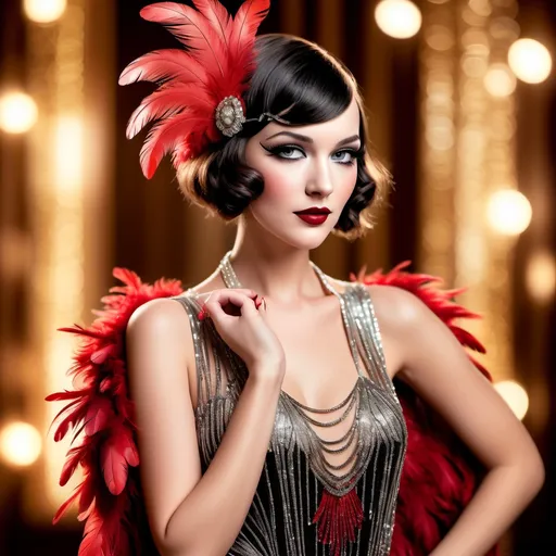 Prompt: A high definition hyper-detail live action digital photograph of a Drag queen 1920's flapper