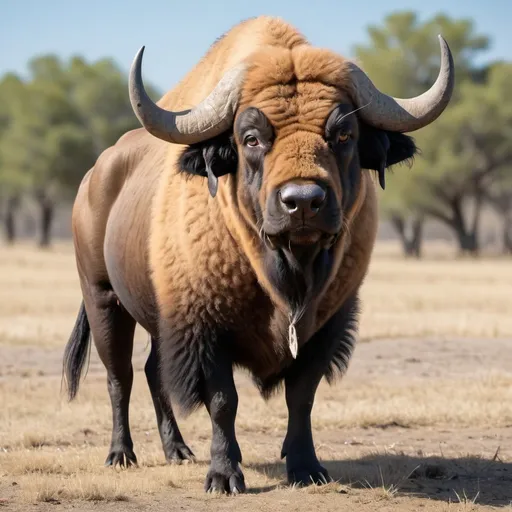 Prompt: How will a cross between a buffalo and a dog look
