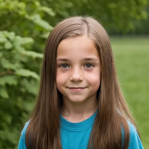 Prompt: 11 year old with long brown hair
