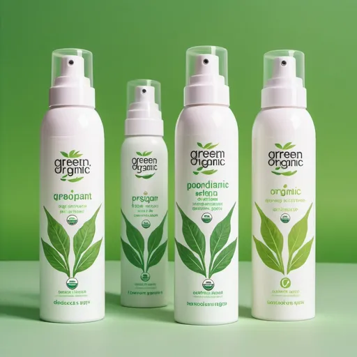 Prompt: Design a product of organic deodorant spray brand of Green Glow for 3 designs and package 