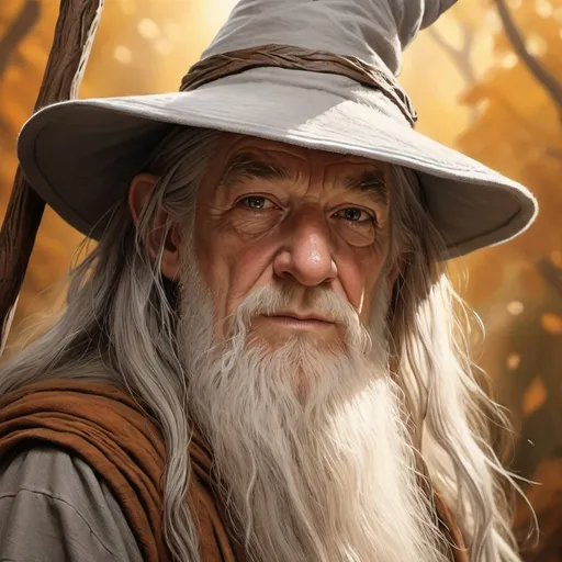 Prompt: hyper-realistic Gandalf, fantasy character art, illustration,  warm tone