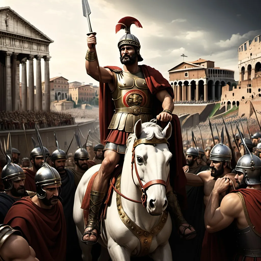 Prompt: Hannibal Barca conquers rome