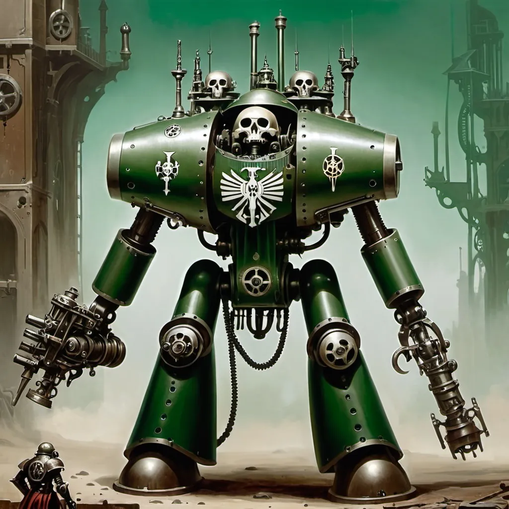 Prompt: adeptus mechanicus green