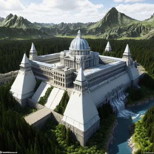 Prompt: royal palace a terraformed Kepler 22b, digital art, artstation, hq