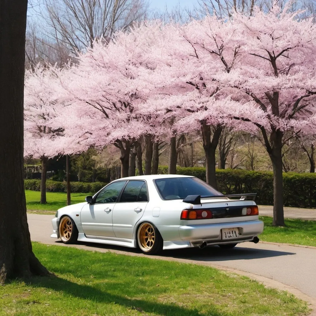 Prompt: Give me a jdm car in a park in spring
