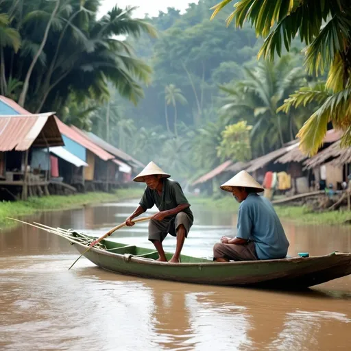 Prompt: A fisherman at malay village beuty river
High quality