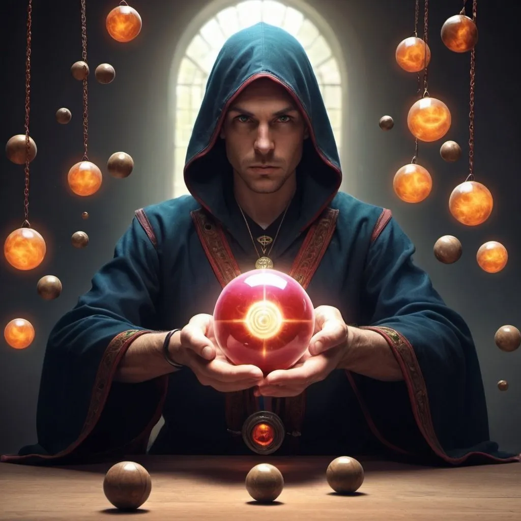 Prompt: powers with balls and magic and mystics without people