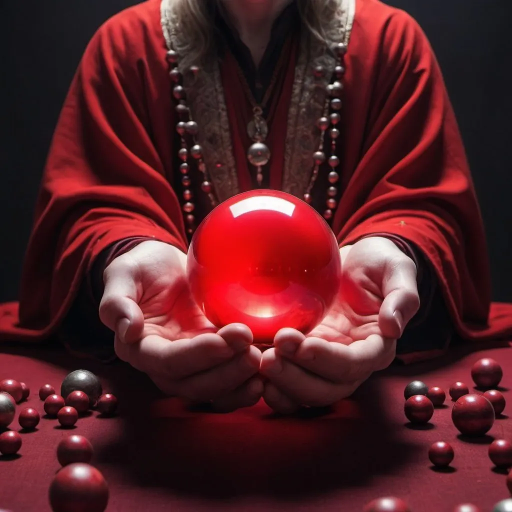 Prompt: powers with red and magical and mystical balls without faces