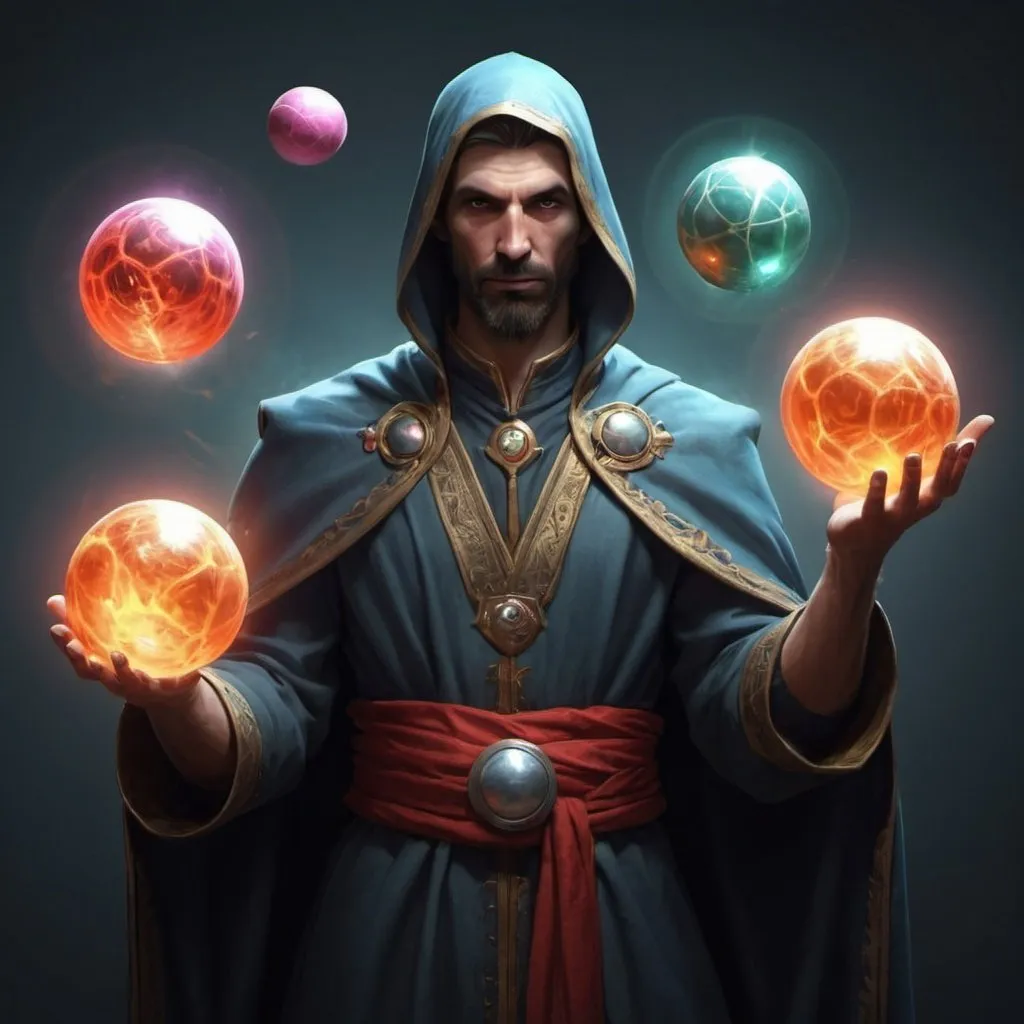 Prompt: powers with balls and magic and mystics with out faces
