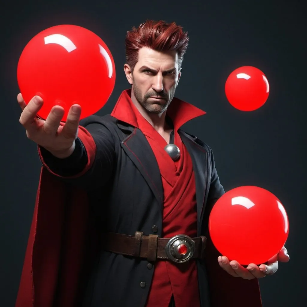 Prompt: powers with balls and magic red
