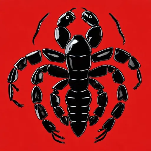 Prompt: A black and red scorpion that symbolizes duality
