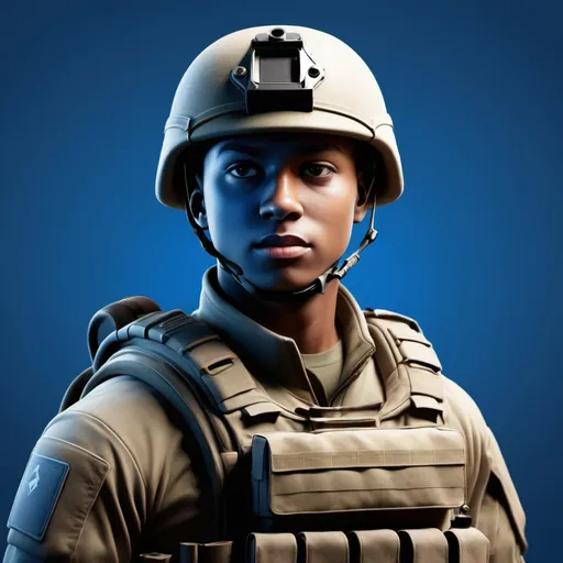 Prompt: A picture of a high-quality soldier that will be on a blue screen