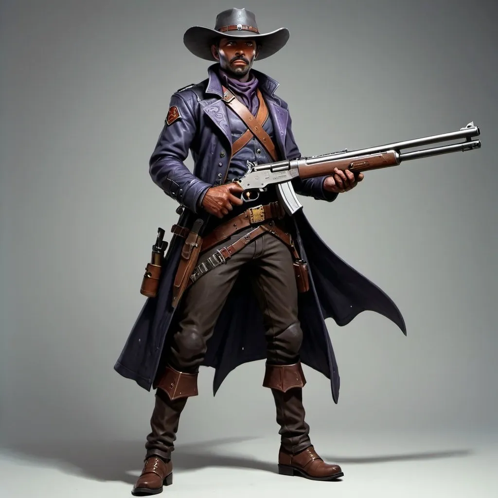 Prompt: A hexblade gunslinger with a lever action rifle