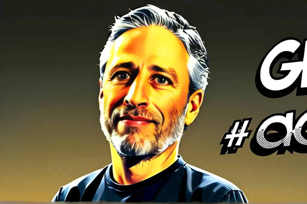 Prompt: cartoon caricature of jon stewart