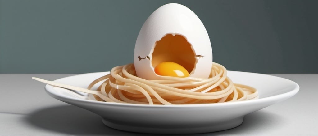 Prompt: An sophisticated egg is eating a snake like spaghetti,  retro, minimalistic,  highly detail.
