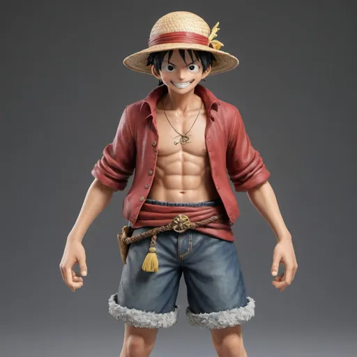 Prompt: desenhe luffy de on epiece, com a roupa clássica, na forma nika (gear 5), com os traços e designe do yusuki murata. ultra detalhado, realista, bem feito. cinematrográfico.