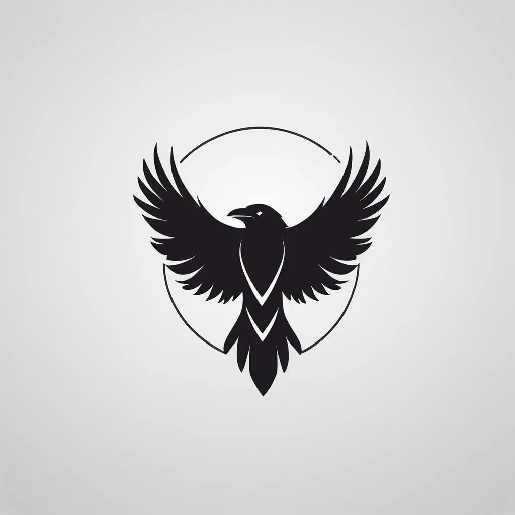 Prompt: Create me a minimalist outline logo of a raven with less feathers