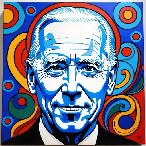 Prompt: A painting portait in the style of Morrisseau portraying Biden