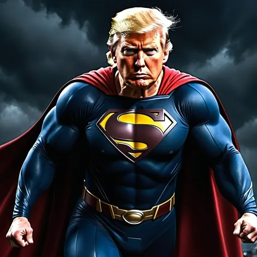 Prompt: Trump as dark Superman