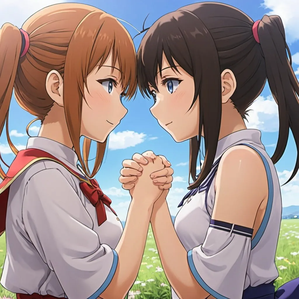 Prompt: two anime girls touching eachother
\\\
