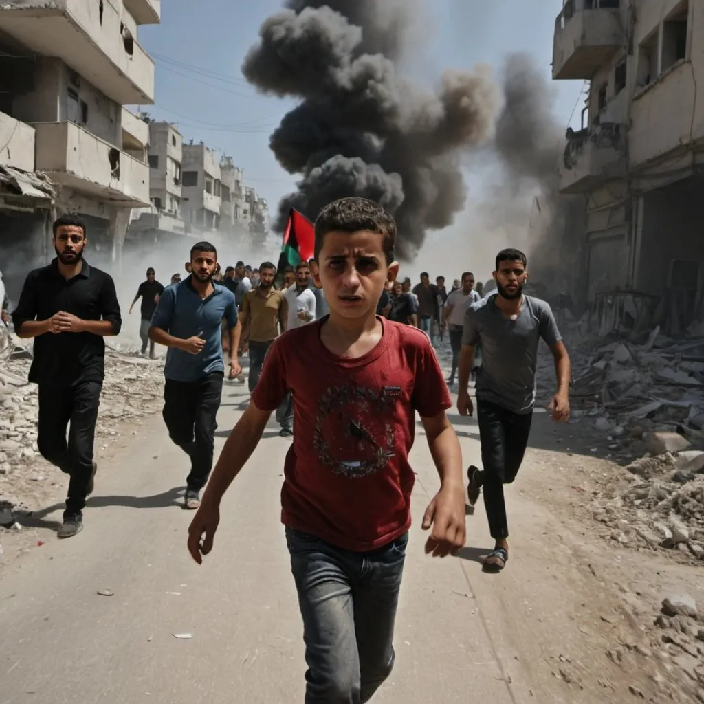 Prompt: The oppressed people of Gaza 8k Sony 