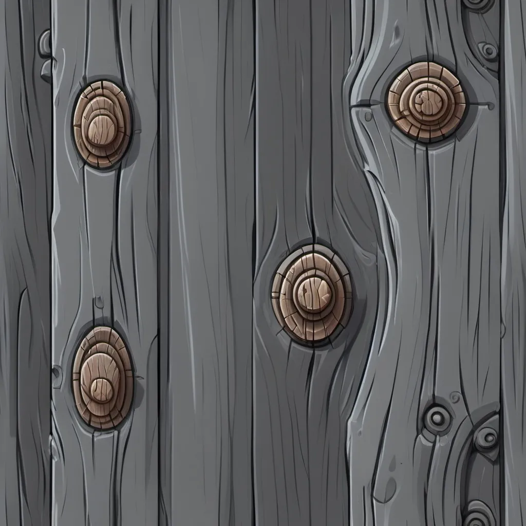 Prompt: Stylized handpainted texture of one piece wood. Seamless and tiled. flat surface. Top view. No extra lighting. World of WarCraft style. High quality. Main colors grey scale.