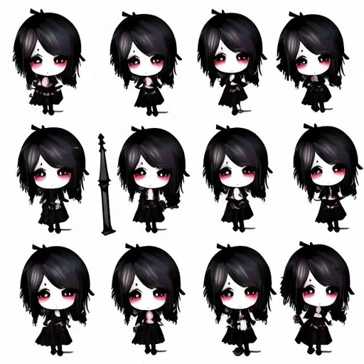 Prompt: character about Gothic chibi
emotion thinking 