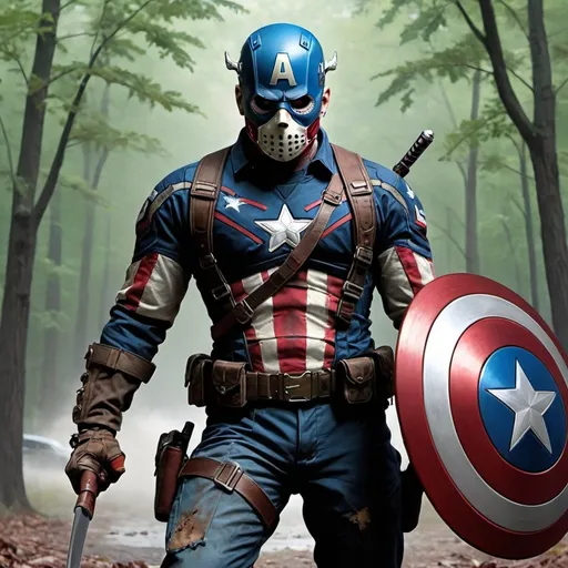Prompt: Jason vorhees Captain America 