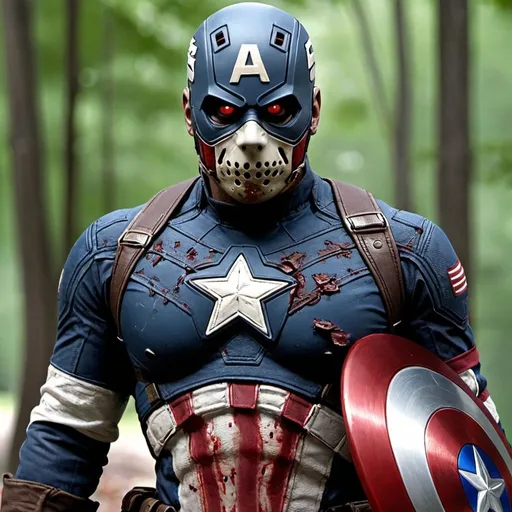 Prompt: Jason vorhees Captain America 