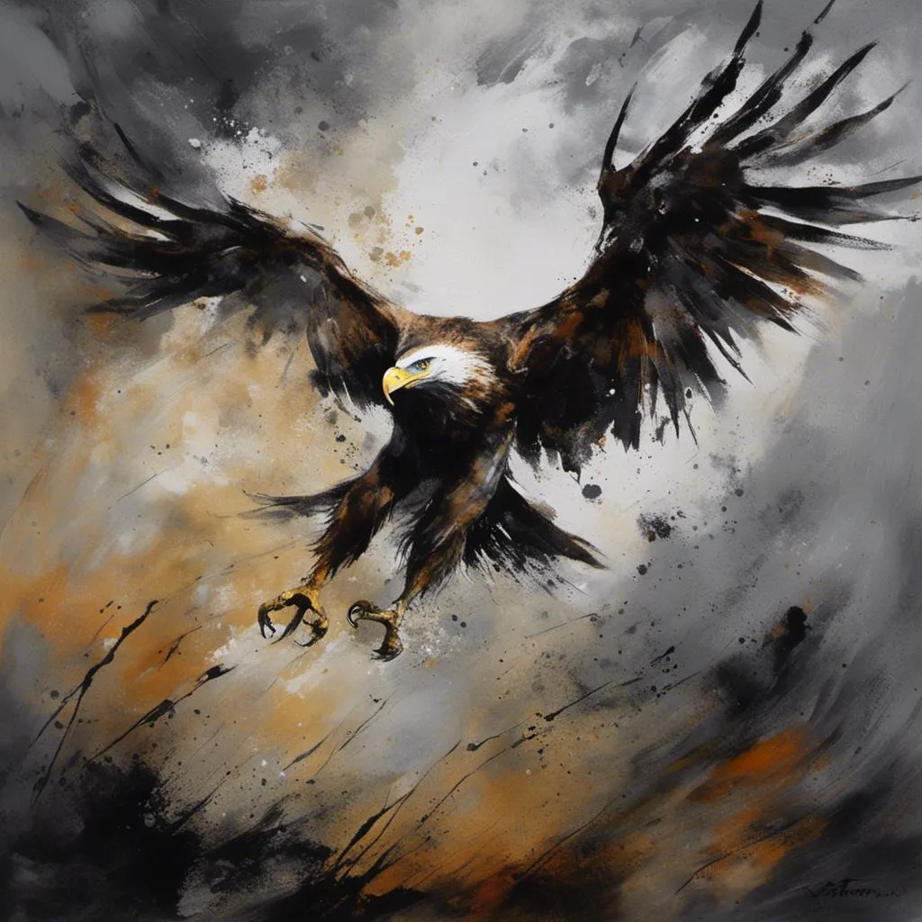 Prompt: <mymodel>  American Eagle, oil paint, high quality, brush strokes