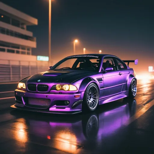 Prompt: 2001 BMW M3 E46 GTR, synthwave, aesthetic cyberpunk, miami, highway, dusk, neon lights, coastal highway, dusk, neon lights, coastal highway, sunset, drift, nurburgring, water on the road, blade runner, 64k, watercolor, macro sharp focus, 8, hyper realistic, cinematic, highly detailed, photoraelistic, clean, formula drift, burnout