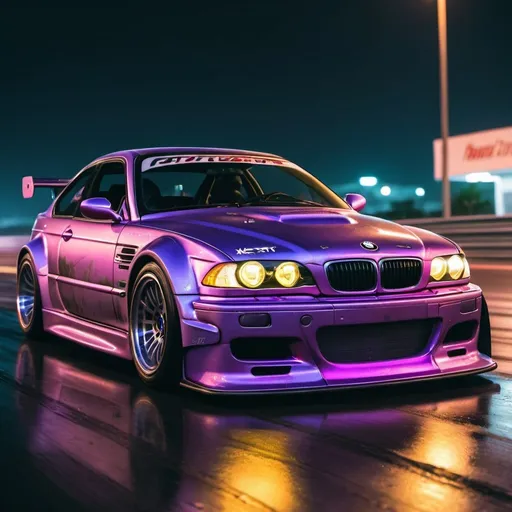 Prompt: 2001 BMW M3 E46 GTR, synthwave, aesthetic cyberpunk, miami, highway, dusk, neon lights, coastal highway, dusk, neon lights, coastal highway, sunset, drift, nurburgring, water on the road, blade runner, 64k, watercolor, macro sharp focus, 8, hyper realistic, cinematic, highly detailed, photoraelistic, clean, formula drift, burnout