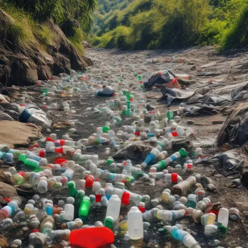 Prompt: extrimely polluted river with plastic botles and bags and trash, hiperealistic, in the wild, waste water, 64k,  macro sharp focus, 8, hyper realistic, cinematic, highly detailed, photoraelistic, clean