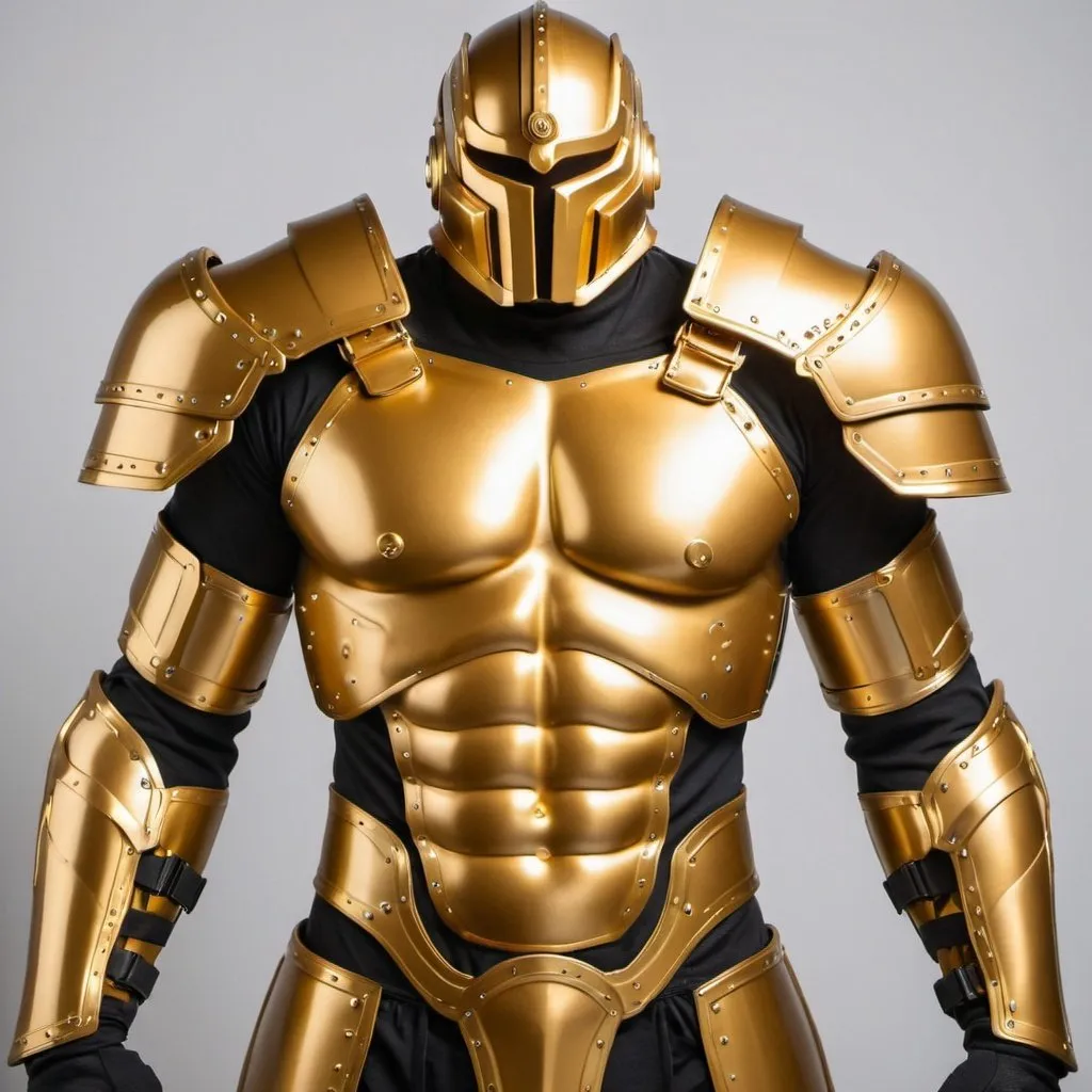 Prompt: golden 6 pack ab armor facing forward
