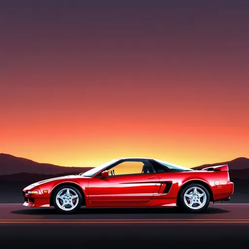 Prompt: animated image of a old 
honda nsx at sunset from the side

