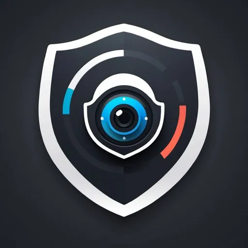 Prompt: app main logo for a security app which use gps, camera and voice over technologies with minimalist style
