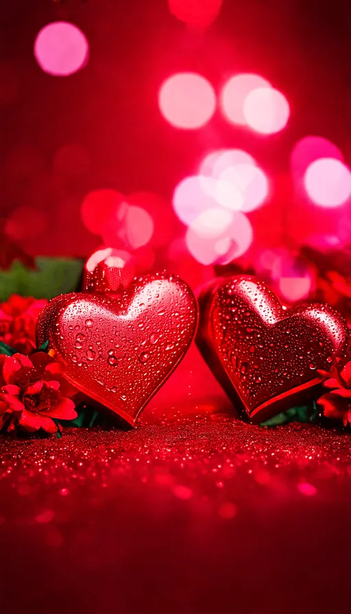 Prompt: Valentines background in with hyper-realistic details, make it festive. MacroPhotography.