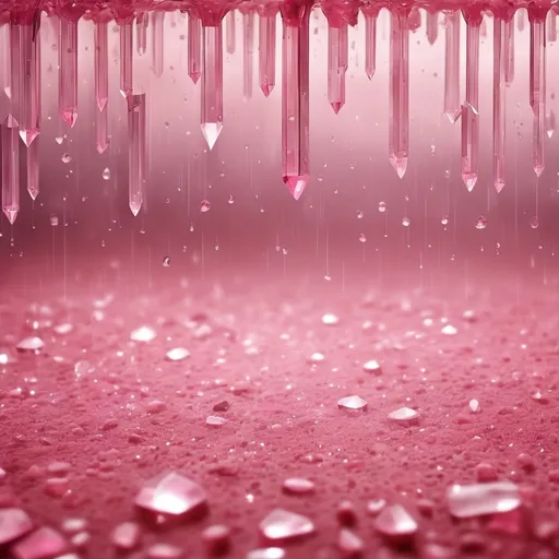 Prompt: many Pink crystal rain 
