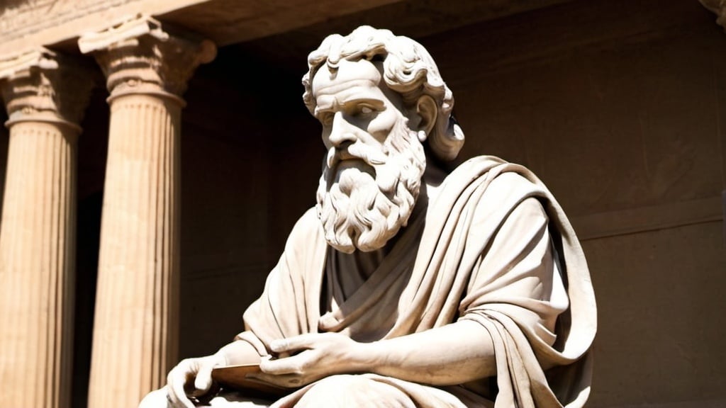 Prompt: A image of a ancient philosopher