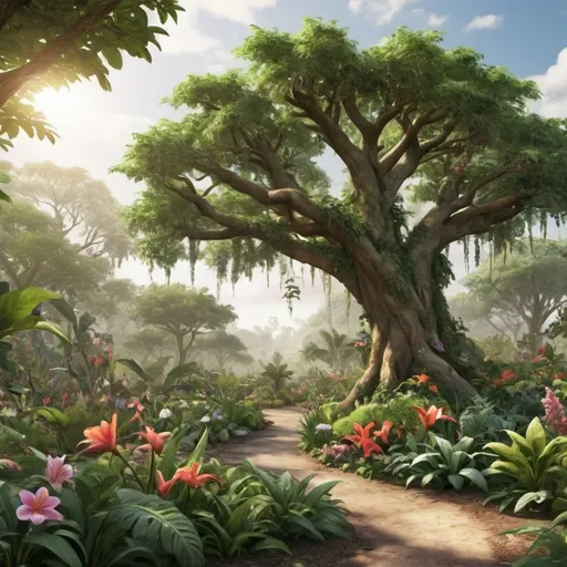 Prompt: Create an animated
realistic image of the beauty of the garden of eden