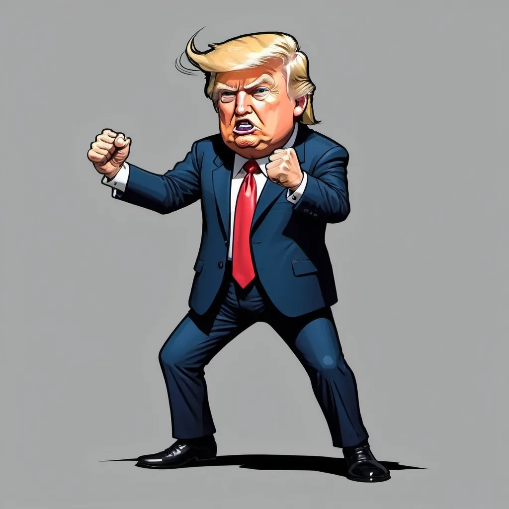 Prompt: Cartoon Donald Trump in Fighting stance 