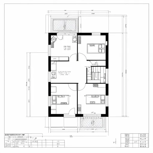 Prompt: A detailed CAD drawing of a residential floor plan of a plot size 21 ft * 30 ft.