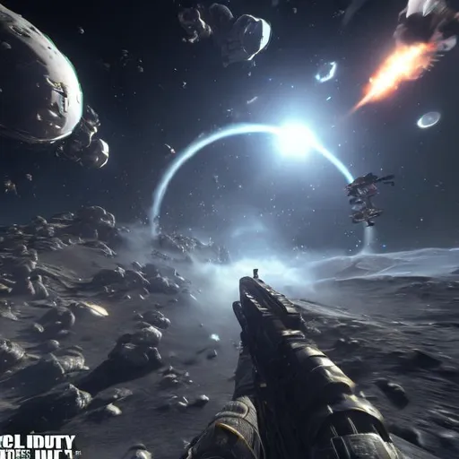 Prompt: call of duty mobile in space with stars neat 