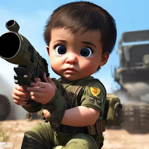 Prompt: baby boss soldier call of duty mobile future